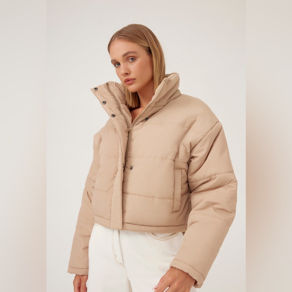 The Fifth Label RTR Tan Cropped Puffer Jacket